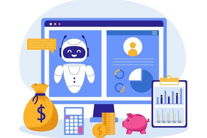 Un assistant virtuel sur écran d'ordinateur entouré d'outils de gestion pour comprendre comment configurer son premier agent financier IA autonome pour maximiser l'épargne passive en 2026.