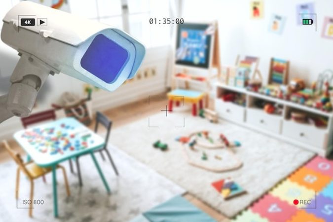Un moniteur intelligent haute définition surveille une chambre d'enfant moderne et colorée, illustrant les avancées de la Nurserie 4.0 : Comment choisir un moniteur de sommeil à analyse émotionnelle IA en 2026.