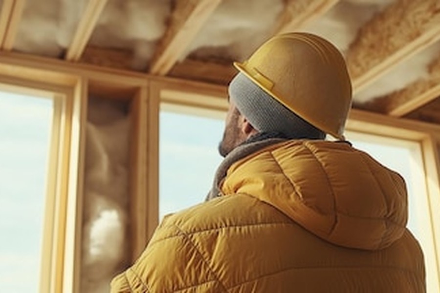 Un artisan examine la pose de panneaux naturels pour une isolation intérieure : quel isolant biosourcé choisir pour maximiser le déphasage thermique et éviter la surchauffe au sein d'une maison en rénovation.